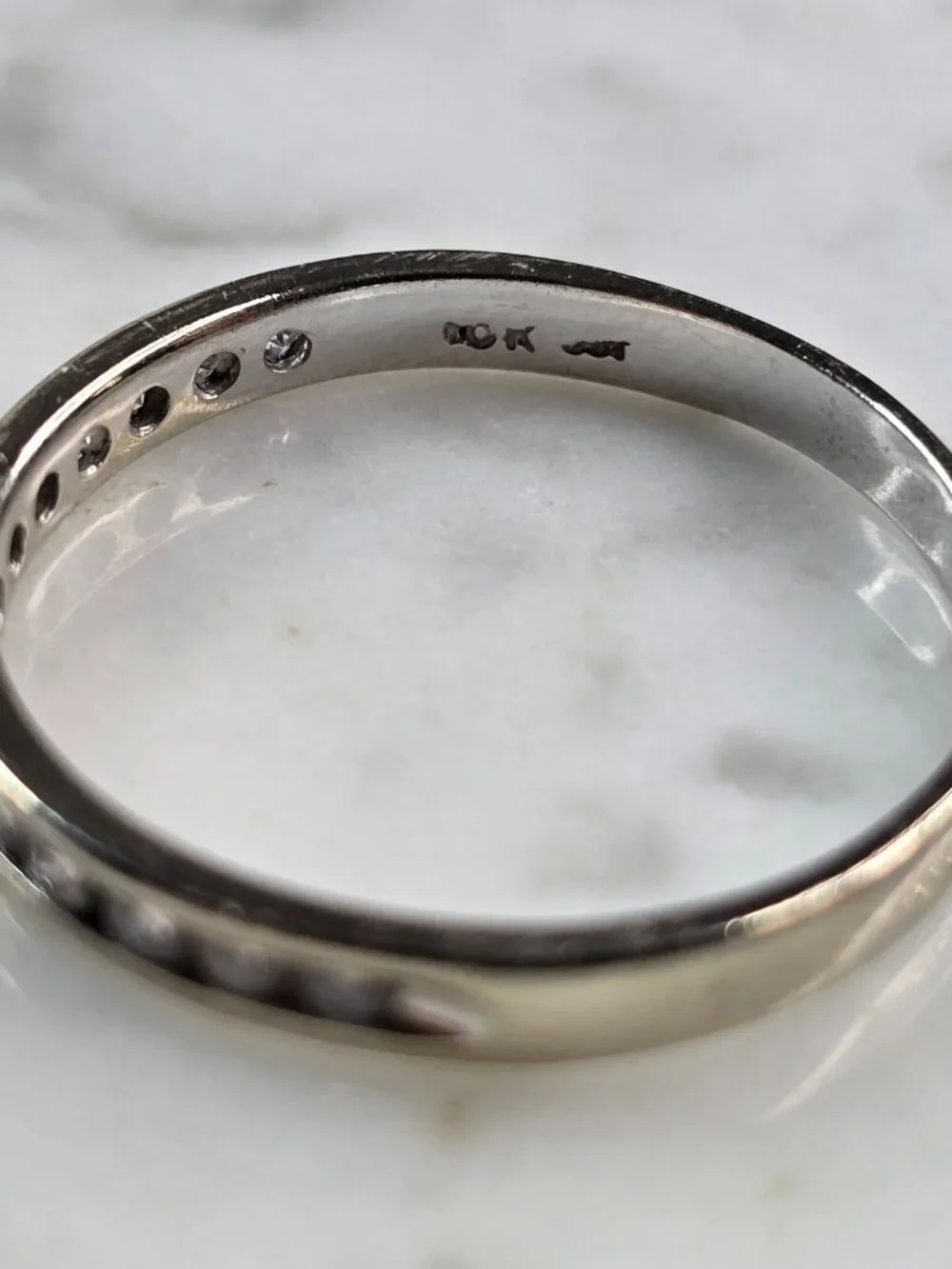 Womens Vintage Estate 10K White Gold Diamond Ring 2.5g #E5189